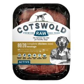 Cotswold Raw Sausage 80/20 Active Chicken 1kg Dog Food Frozen